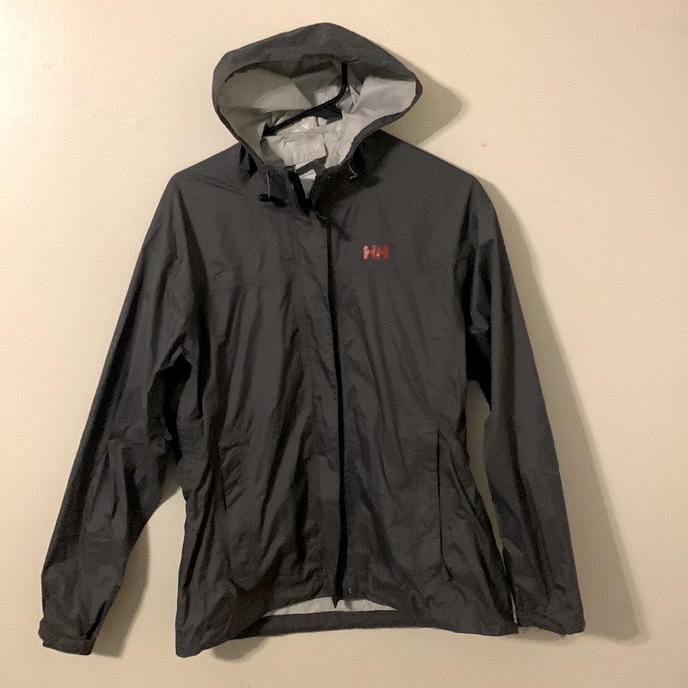 Womens large Helly Hansen dark grey light weight/weatherproof jacket!!